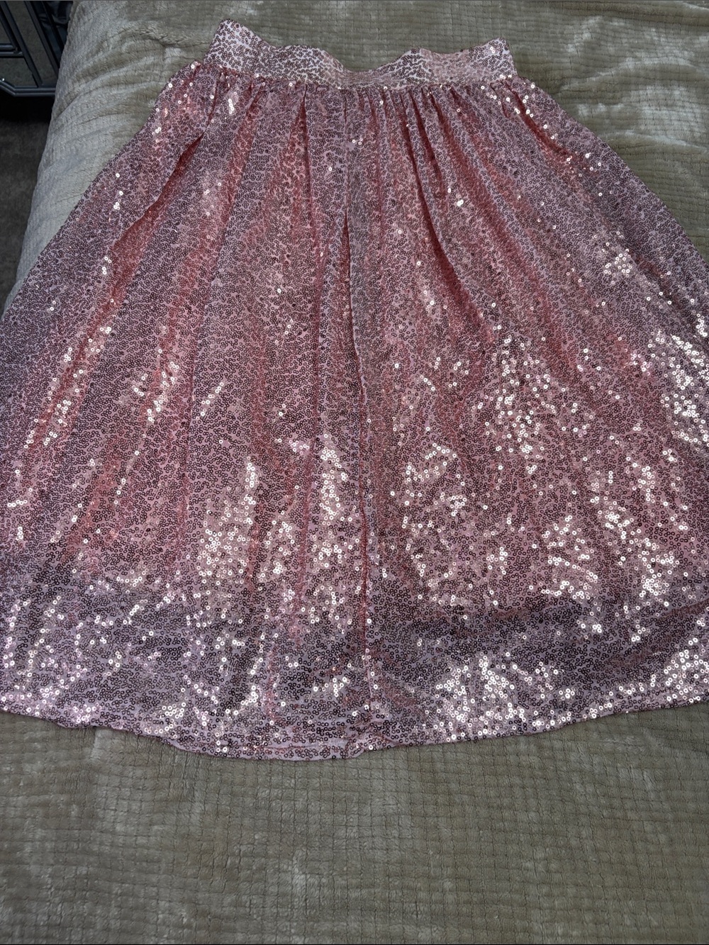 Women’s Rose Gold Pink Sequin A-Line Skirt